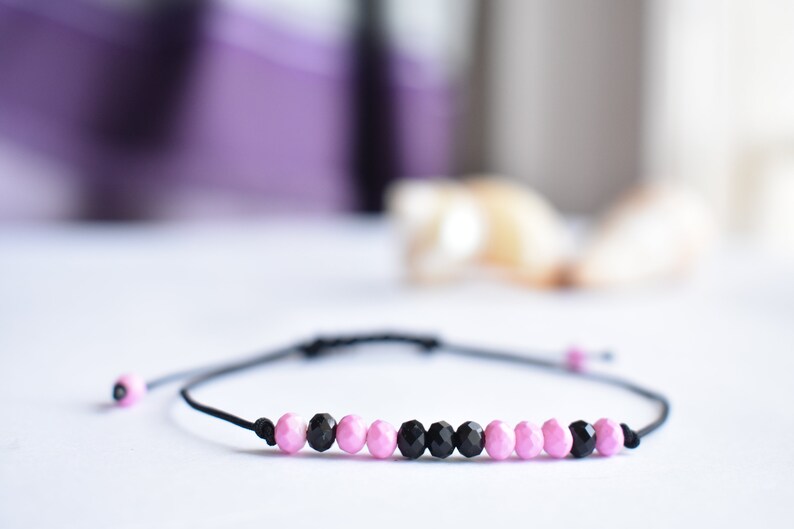 Morse Code Bracelet \u2022 Boyfriend Girlfriend Jewelry \u2022 Custom Personalized \u2022 Gift for Her \u2022 Love code \u2022 Message Bracelet \u2022 pink black crystals