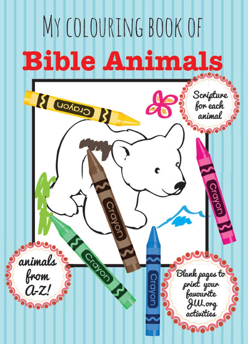 My Colouring Book of Bible Animals JW Kids Gift PDF print at home image 1