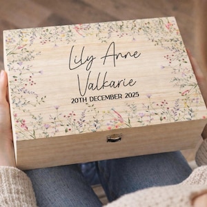Wildblumen personalisierte Baby Andenken Memory Box, Hochzeit Memory Box