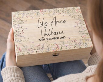 Wildflower Personalised Baby Keepsake Memory Box, Wedding Memory Box