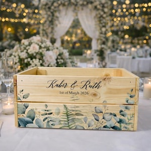 Caja de madera para tarjetas de boda personalizadas: caja de madera para tarjetas y deseos