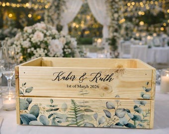 Personalised Wedding Card Box: Wooden Crate for Cards and Wishes
