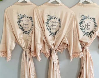 Bride Robe, Bride Dressing Gown, Bridesmaid Robe, Bride to be, Wedding Party, Wedding Robe, Round Eucalyptus