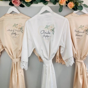Bride Robe, Bride Dressing Gown, Bridesmaid Robe,  Bride to be, Wedding Party, Wedding Robe, Geo heart