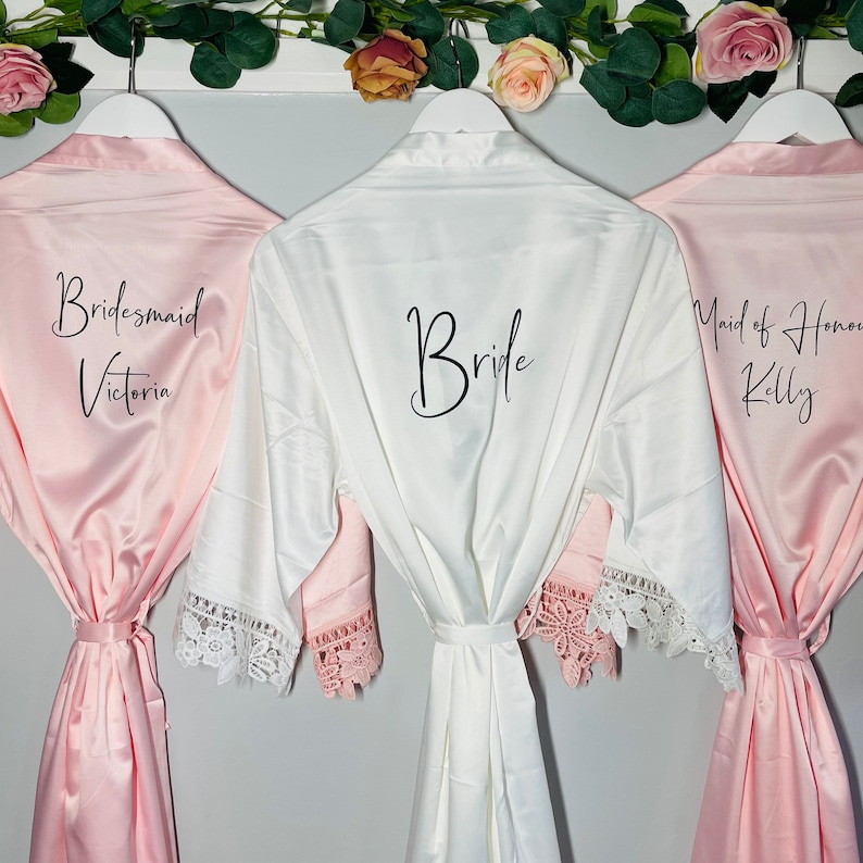 Bride Robe, Bride Dressing Gown, Bridesmaid Robe, Bride to be, Wedding Party, Wedding Robe, Plain Wording image 7