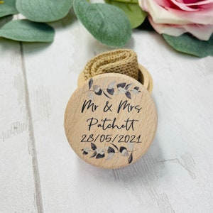 Greenery Wedding Ring Box, Wedding Ring Holder, Ring Bearer,Custom Wooden Wedding Ring Box - Engraved Wood Engagement Ring