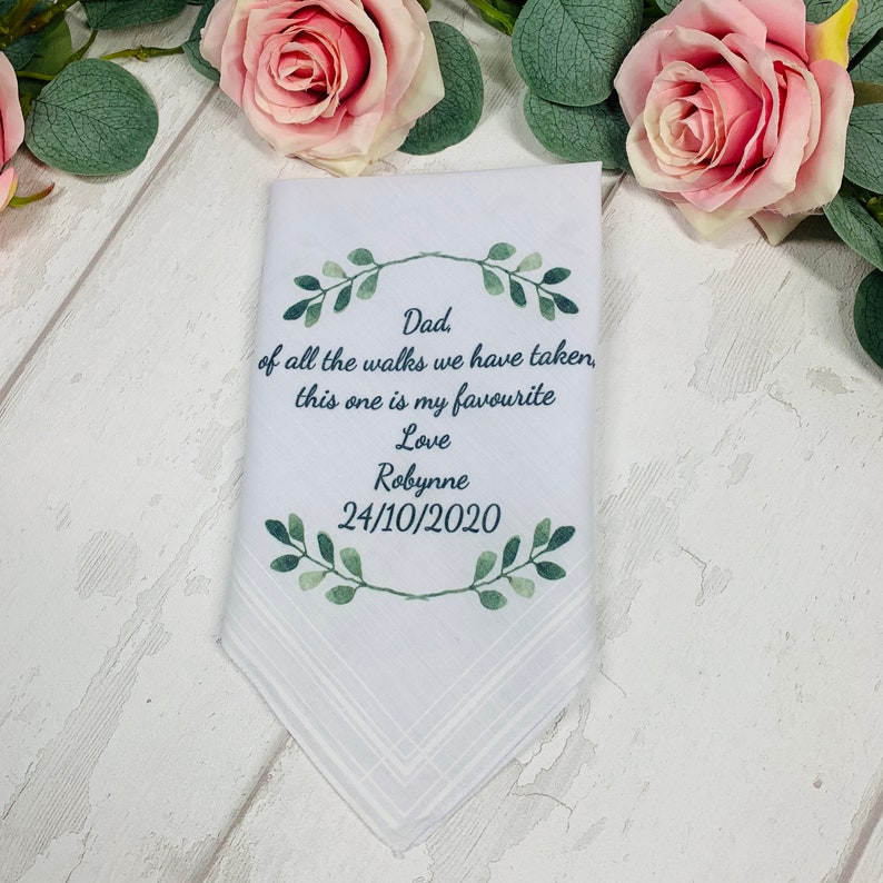 Personalised Hankie, Father Of The Bride Handkerchief Gift, Dad Gift, Wedding Hankie, Wedding Hanky, Personalised Wedding Hanker-Chief, image 3