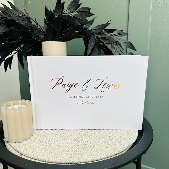 Gold Foil Wedding Guest Book: Personalised Keepsake