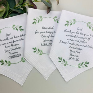 Personalised Hankie, Father Of The Bride Handkerchief Gift, Dad Gift, Wedding Hankie, Wedding Hanky, Personalised Wedding Hanker-Chief, image 6