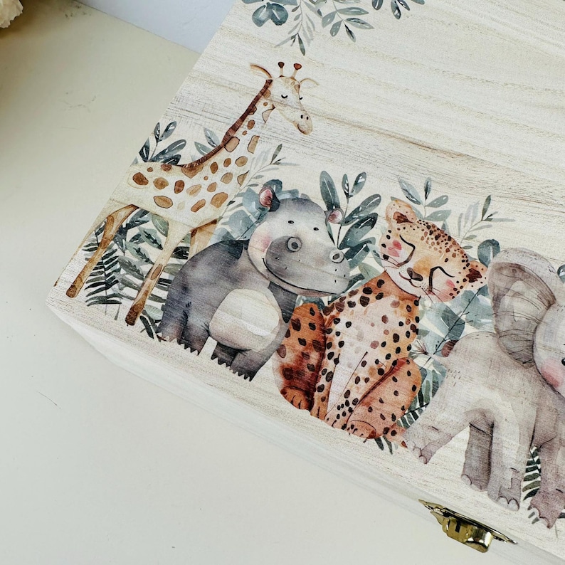 Jungle Theme New Baby Memory Box - Personalised Keepsake - Etsy UK