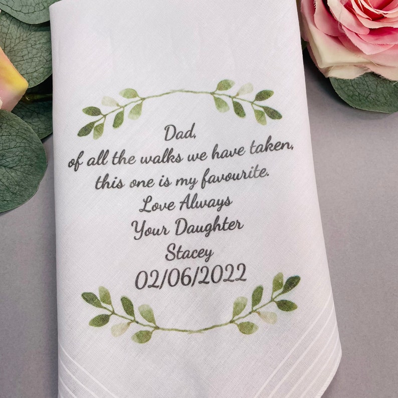 Personalised Hankie, Father Of The Bride Handkerchief Gift, Dad Gift, Wedding Hankie, Wedding Hanky, Personalised Wedding Hanker-Chief, image 7