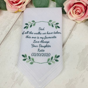 Personalised Hankie, Father Of The Bride Handkerchief Gift, Dad Gift, Wedding Hankie, Wedding Hanky, Personalised Wedding Hanker-Chief, image 2