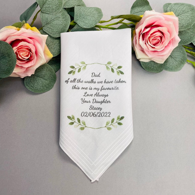 Personalised Hankie, Father Of The Bride Handkerchief Gift, Dad Gift, Wedding Hankie, Wedding Hanky, Personalised Wedding Hanker-Chief, image 8