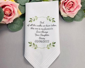 Personalised Hankie,  Father Of The Bride Handkerchief Gift, Dad Gift, Wedding Hankie, Wedding Hanky, Personalised Wedding Hanker-Chief,