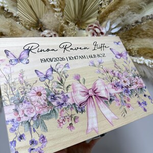 Personalised Floral Memory Box: Engraved Keepsake, Baby Girl Gift image 13