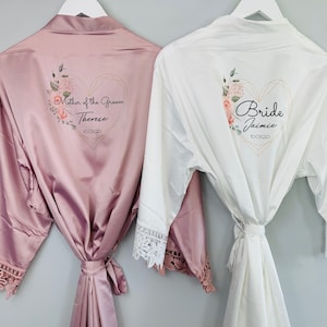 Bride Robe, Bride Dressing Gown, Bridesmaid Robe, Bride to be, Wedding Party, Wedding Robe, Geo Heart