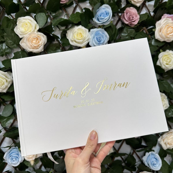 Gold Foil Wedding Guest Book, Guest Book, Personalised Guestbook,Gold