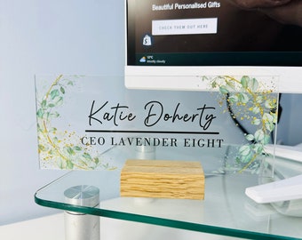 Personalised Desk name plate, Office Desk Sign, Personalised Acrylic Name Plate |