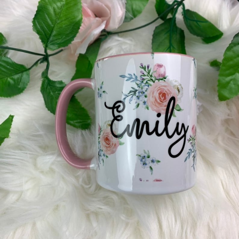 Personalised Mug Name Mug Custom Mug Floral Mug Etsy