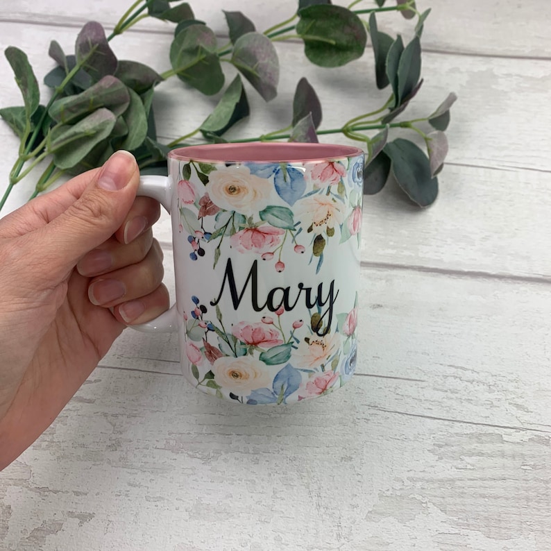 Personalised Mug Name Mug Custom Mug Floral Mug Etsy