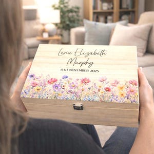 Personalisierte Wildblumen Memory Box: Erinnerungsbox, Geschenk zur Geburt
