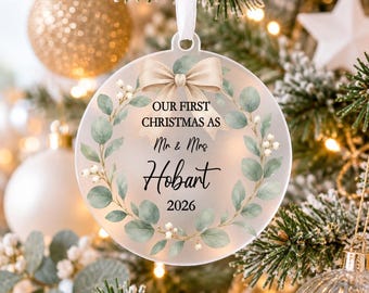 First Christmas Married Bauble, Personalised Bauble, Christmas Ornament, First Christmas as Mr & Mrs