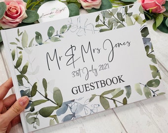 Eucalyptus Greenery Wedding Guest Book, Personalised Wedding Guestbook, Memory Book, Guest Book