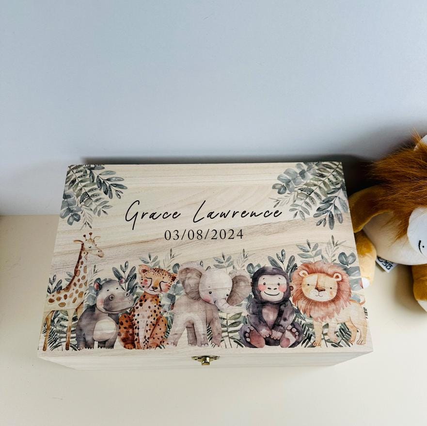 Jungle Theme New Baby Memory Box - Personalised Keepsake - Etsy UK