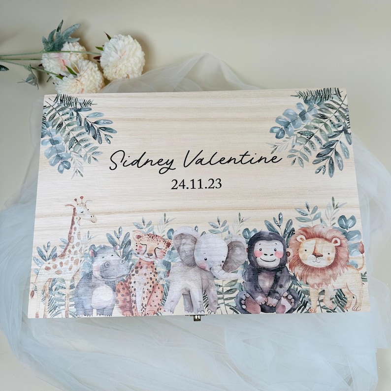 Jungle Theme New Baby Memory Box - Personalised Keepsake - Etsy UK
