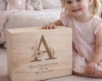 Memory Box, Keepsake Box, Personalised Engraved Memory Box, Baby Girl, Newborn Gift, Wedding Box
