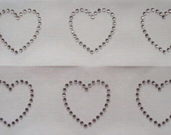 6 HEARTS, Iron On / Hot Fix Rhinestone, Diamante, Transfer, Motif, Bling DIY