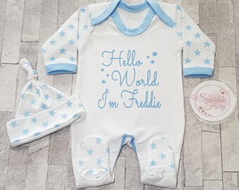 Name Baby Bodysuit Hospital Outfit Personalised Sleepsuit Alphabet Sleepsuit Baby Boy Gift