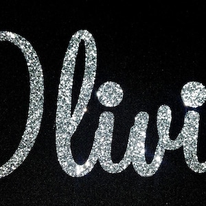 Personalised Name Text GLITTER Iron On Hot Fix T-Shirt Transfer - Font #3