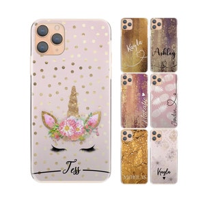 Personalized phone case Unicorn with custom name or initials- hard plastic for Sony 5II 10III XA2 L3 Z3, LG K10 K4 G7 Q8, Lenovo K8 Note