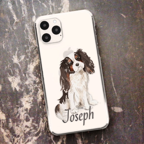 Personalized clear Dog phone case with name or initial on a plastic hard cover for Apple iPhone SE SE2 5 6 7 8 11, 12 13 14 , Xiaomi Redmi