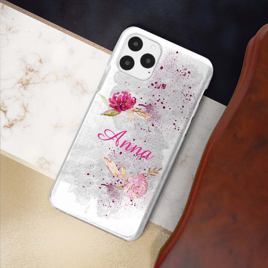 Nom personnalisé coque de téléphone personnalisée clair gel doux fille  autocollant rose design iPhone. Samsung, Pixel, Huawei, Nokia, Xpéria, LG,  OnePlus -  France