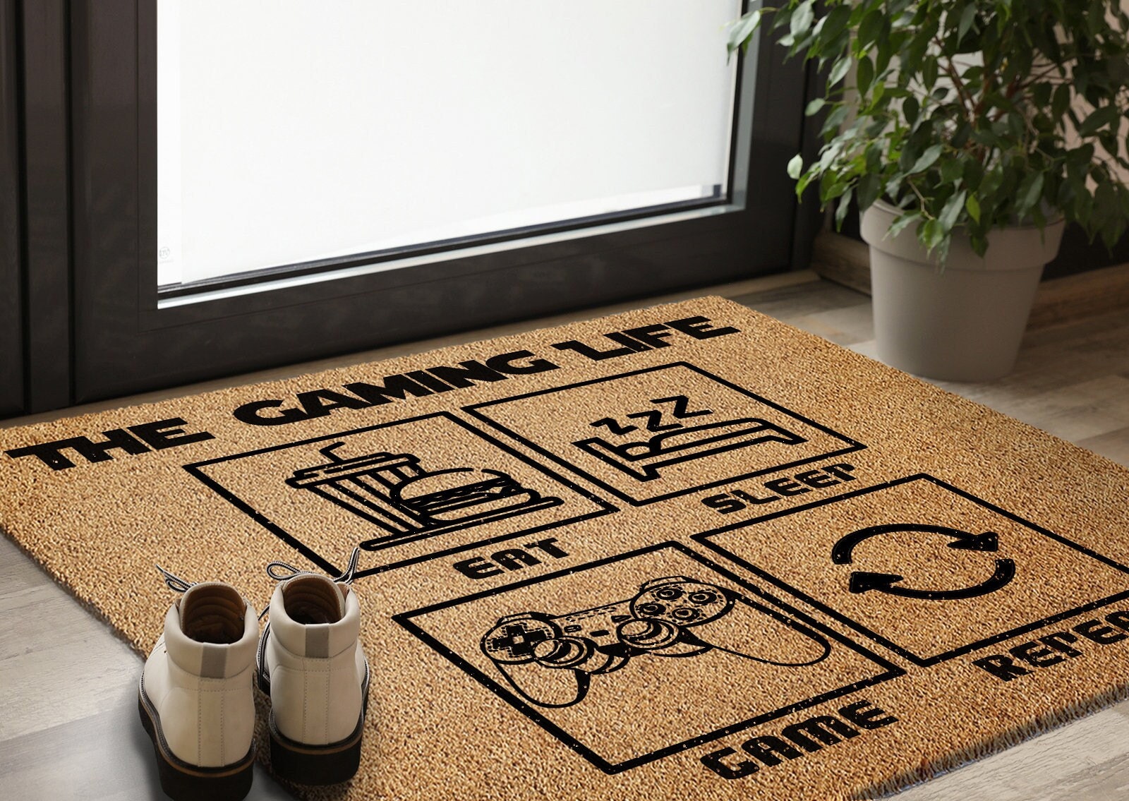 Gaming Life Coir Doormat | Eat Sleep Game Repeat Welcome Rug - Etsy