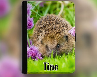 Personalised Hedgehog Universal Pu Leather tablet case for Lenovo, Huawei, Samsung, Sony or Alcatel with a Flip Wallet 360 Swivel