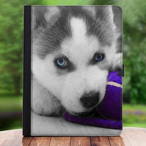 Leren iPad-hoes, aangepaste 360 draaibare portemonnee kaartsleuven tablethoes voor apple air, mini pro 2,3,4,5,6, case voor paard, pinguïn, giraf of geit