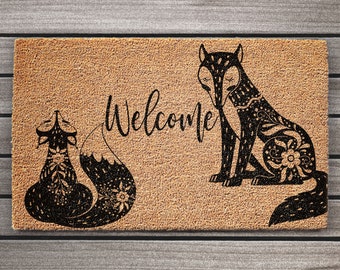 Fox Coir Doormat with Welcome | Woodland Animal Rug