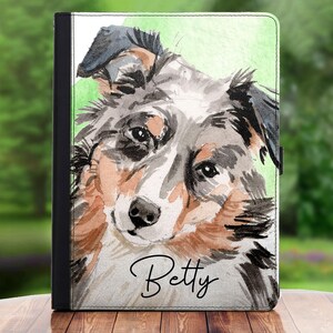 Personalized Dog iPad Case, Leather Flip Cover, Custom Initial