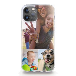 a cell phone case with a picture of a woman and a dog