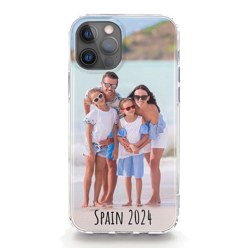 a phone case with a family photo on it