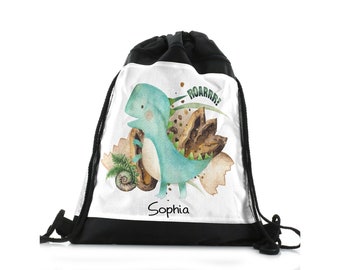 Dinosaur/T Rex Personalised Duffle/Drawstring Bag Colour Choice PE/Gym/School 