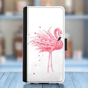 Capa de couro para celular para modelos Huawei, capa tipo carteira de PU com design de trator, Robin e flamingo