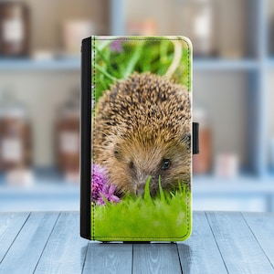 Jolie coque de téléphone en cuir hérisson pour iPhone 11,12,13,14 Pro mini et Max, Xiaomi, Alcatel, jolie coque portefeuille en PU avec animaux des bois
