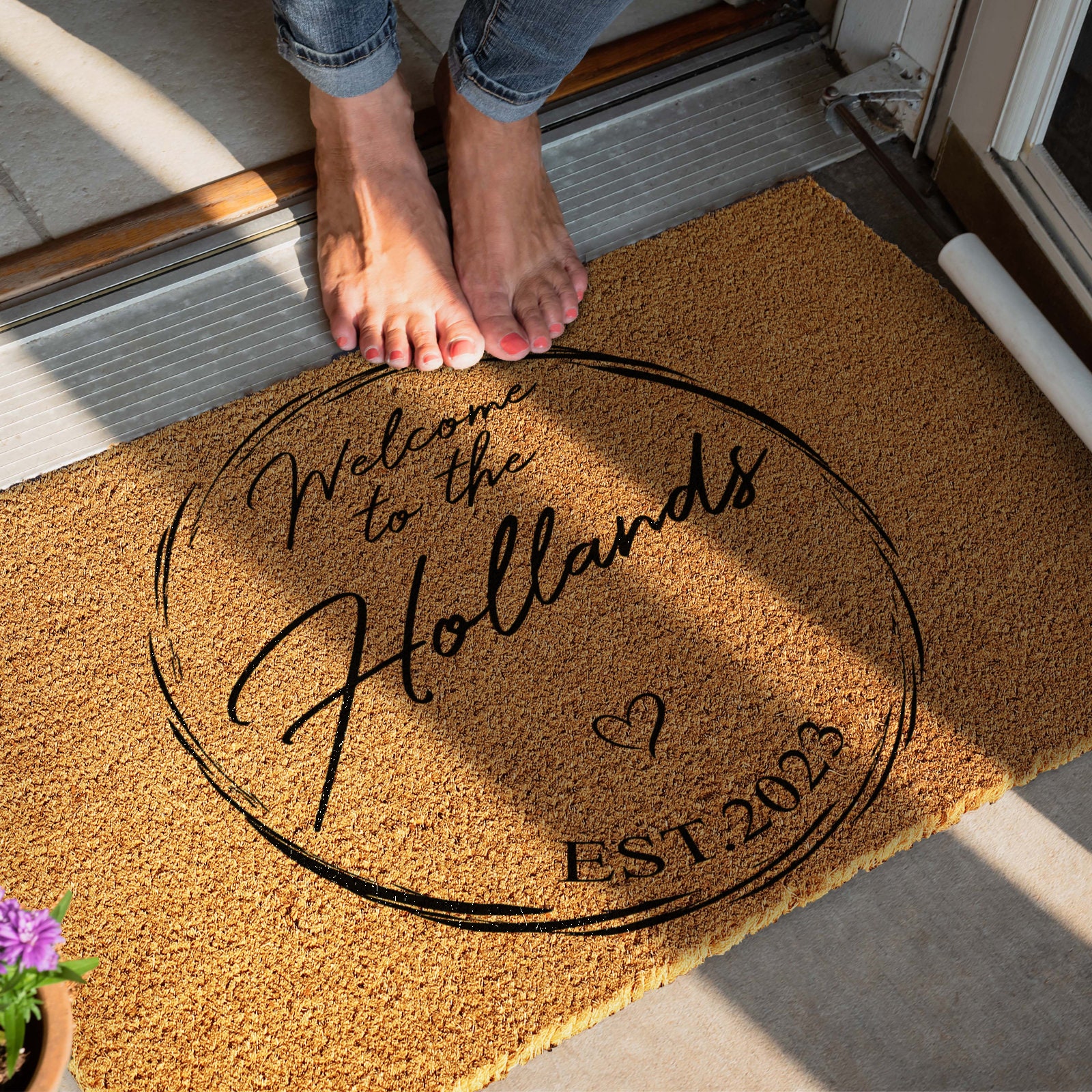Felpudo De Borde Negro Con Grabado Personalizado, Inicial Personalizada / Pareja / Familia / Entrada De Bienvenida Alfombra De Coco Al Aire Libre, Calentamiento De La Casa / Regalo De Boda - México