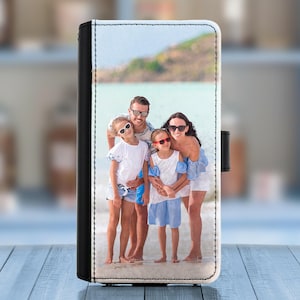 Capa de couro personalizada para modelos Samsung, capa tipo carteira de PU com design personalizado