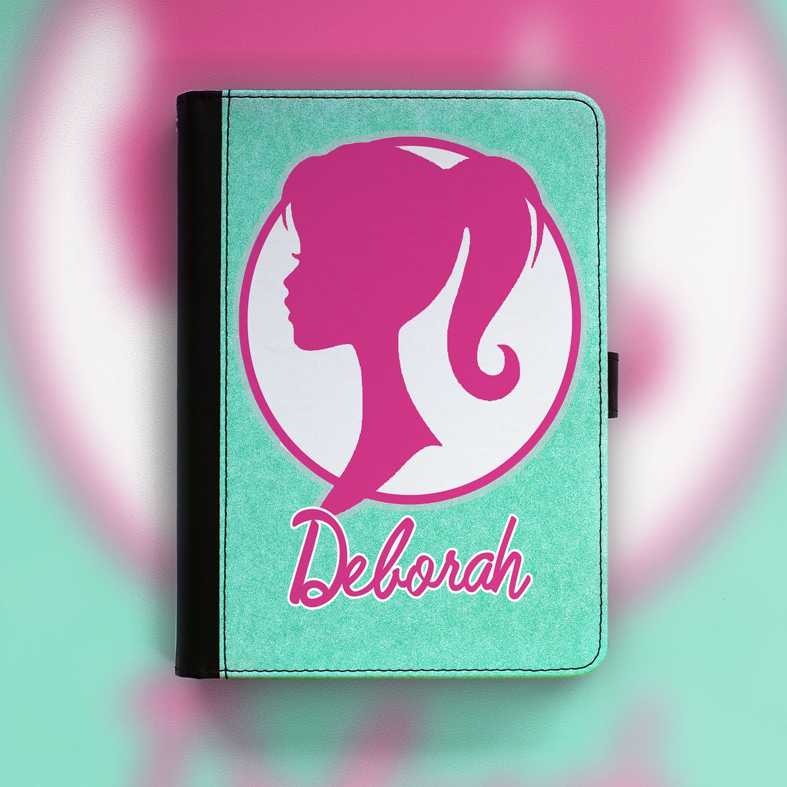 Genuine Pebble Leather Signature iPad Barbie Logo Case