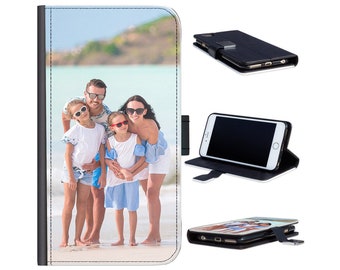 Personalisierte Leder-Handyhülle für Samsung-Modelle, PU-Brieftasche mit individuellem Design